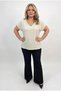 Women's Beige Large Size Strawberry Fabric V-Neck Blouse Hzl26S-Zss110071 - 2