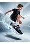 Unisex Black and White Lace-Up Single Velcro Baby Kids Sports Shoes Sneakers School Shoes - 6