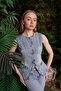 Waist-Seated Buttoned Vest Snow Washed Light Blue 6086-08 - 2