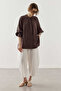 Drawstring Tencel Shirt Brown