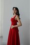 Design Brand Equivalent Back Bow Tie Detail Premium Series Square Collar Long Flared Skirt Stylish mm Füsun Dress - 7