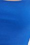 Women's Slim Fit Narrow Cut Strappy Square Neck Cotton Cobalt Blue Crop Tank Top - 5