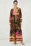Women's Shirt Collar, Gathered Waist, Floral Patterned Viscose Yellow Hijab Dress - 5