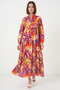 Women's Shirt Collar, Gathered Waist, Floral Patterned Viscose B.Lila Hijab Dress - 5