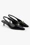 Women's Kaelis Black Leather Gold Buckle Detailed Mini Heeled Stiletto