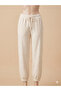 Premium Terry Fabric Jogger Sweatpants - Relaxed Fit High Waist Ecru Bottom Wear