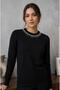 Long Sleeve Crew Neck Sweater with Stone Detail - 3