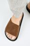 Lizette Women's Genuine Leather Single Strap Tan Slippers - 8