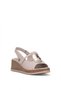 D26Ys-5045 Women's Genuine Leather Wedge Heel Sandals Gray - 2