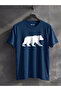 White Bear Silhouette Printed 100% Cotton Navy Blue Outdoor T-Shirt - 2
