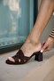Char Women's Brown Genuine Leather Suet Slippers - 5