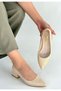 Women's Heeled Shoes Beige Patent Leather Classic Stylish Meort - 2