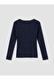 Lcw Everyday Navy Blue Crew Neck Buttoned Women's Knitwear Sweater - 7