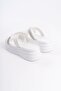 Ruby Flat Heeled Stone Cross Striped Thick and Orthopedic Sole Women's Slippers Cbt - White - 5