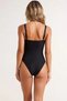 Women's Swimsuit One Shoulder Top Silhouette Slip Bottom Sleeveless Draped Accessory Regular Fit Capless Knitted Glittery - 5