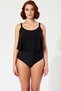 Women's Plus Size Swimsuit Round Neck Strappy Sleeveless Layered Top Detailed Knitted Fabric Beachwear - 4