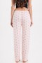 Women's regular fit classic cut viscose elastic waist bow detailed printed pink pajama bottoms - 8