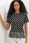 Women's Tulle Detailed Polka Dot Blouse 40018 - Black - 5