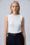 Women's Ribbed Knit Sleeveless Knitwear Athlete Blouse Ecru