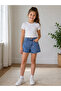 Girls' Bow Embroidered Jeans Denim Shorts