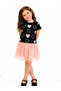 Girl's Black Salmon 2-Piece Heart Tulle Lined Skirt Top and Bottom Set - 6