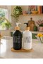 Bamboo-soap dispenser and detergent set with bamboo lid and double glass (500ml+500ml)