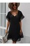 Women's Polka Dot Short Sleeve Chiffon Dress - 2