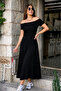 Women's Off-Shoulder Long Summer Single Jersey Fabric Dress - 2