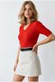 Women's Red V-Neck Thick Ribbed Knitwear Blouse Blz-19003208 - 4