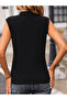 Women's Short Sleeve High Collar Wrinkled Blouse - 2