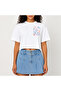 Crop T-Shirt White Printed Relaxed Fit Raw Cut Basic Short Tshirt