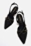 Women's Cross-Strapped Open-Back Thin Heeled Shoes Black Zra - 4