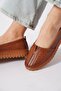 Heyes V Elastic Rubber Sole Women's Genuine Leather Shoes Tan Skin - 4