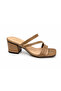 Kumsal Skin Leather Medium Size Thick Heeled Stylish Women's Slippers - 3