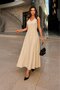 Women's Sleeveless V-Neck Maxi Length Imported Linen Dress - 7