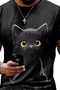 Men's Crew Neck Cat Printed Single Jersey T-Shirt - 3