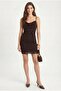 Women's Camila Lined Brown Polka Dot Gathered Strap Short Tulle Dress