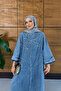 Women's Embroidered Bat Sleeve Denim Dress - 5