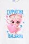 Ecru Ballerina Printed T-Shirt and Buttoned Jean Shorts Girls' 2-Piece Set 24169 - 5