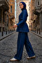 Belted Denim Suit A944 Navy Blue - 4