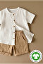 100% Cotton Shirt and Muslin Shorts Set for 1-6 Years Old Beige