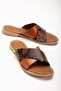 169-076 Tan Orthopedic Genuine Leather Cross Banded Women's Slippers - 4