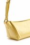 Women's Shiny Patent Leather Look Baguette Shoulder Bag with Zipper and Adjustable Strap, Mini Hand and Shoulder Bag with Gold Accessories - 4