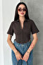 Women's Corset Detailed Short Sleeve Shirt