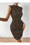 Women's Semi-Turtleneck Sleeveless Print Short Diving Dress - 5