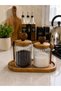570-460 ml Double Acacia Lid Glass Jar Set with Spoon and Acacia Stand - 2