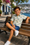 Boy's Tropical Shirt Denim Shorts Summer Set - 3