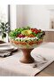 Natural Wooden Darbuka Model Glass Bowl with Stand - Fruit Bowl and Presentation Tray - 4