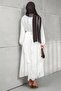 White Balloon Sleeve Dress with Skirt - 5