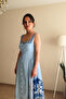 Square Neck Strap Patterned Cotton Dress - 3